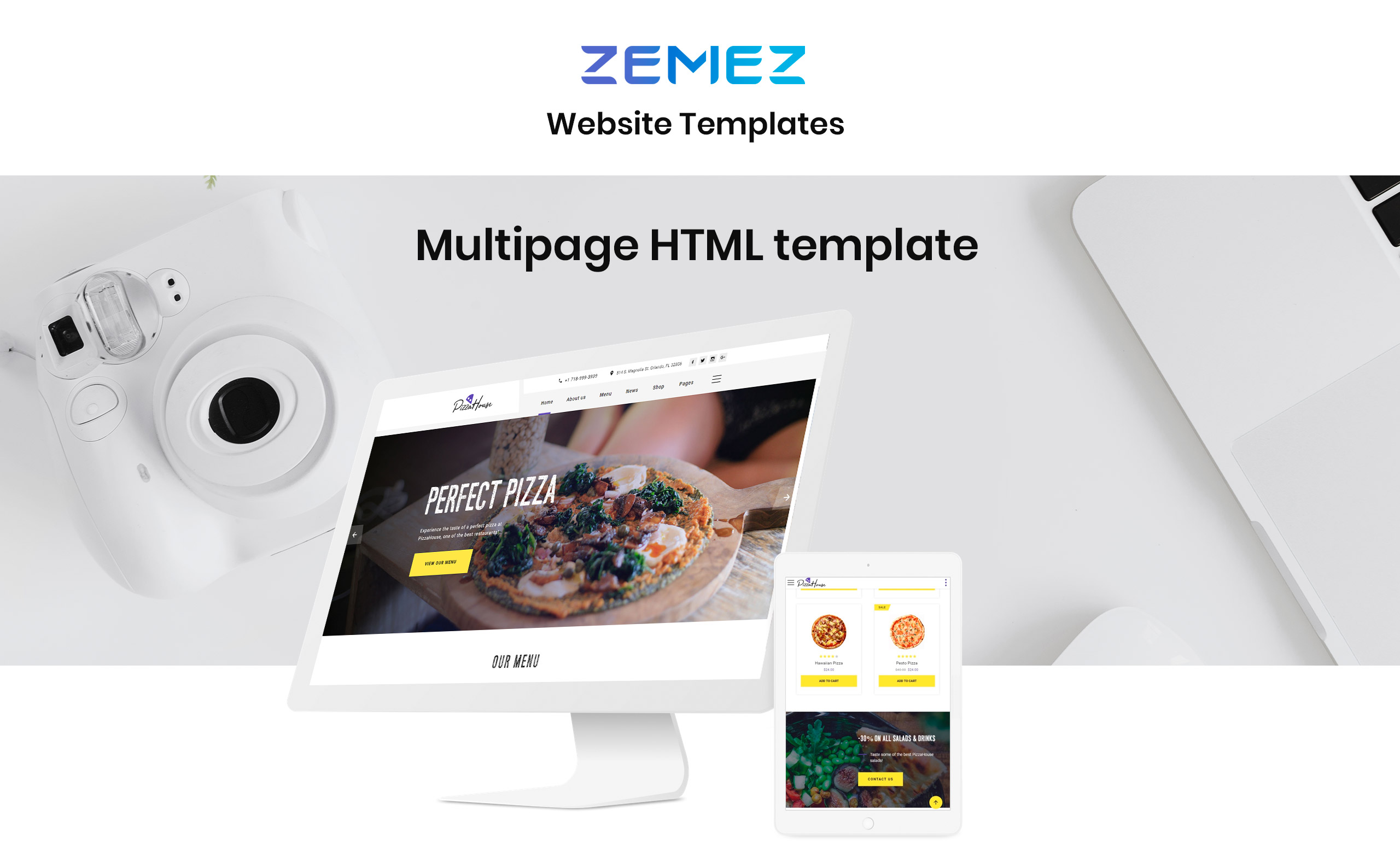 pizza house многостраничный html шаблон сайта