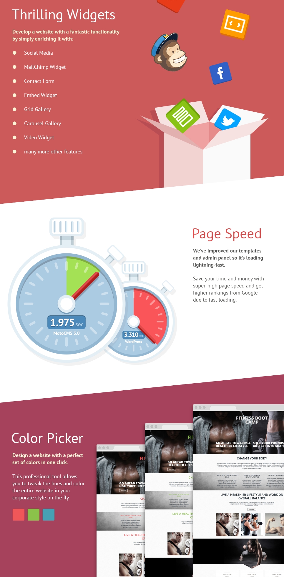 фитнес отзывчивый шаблон moto cms 3