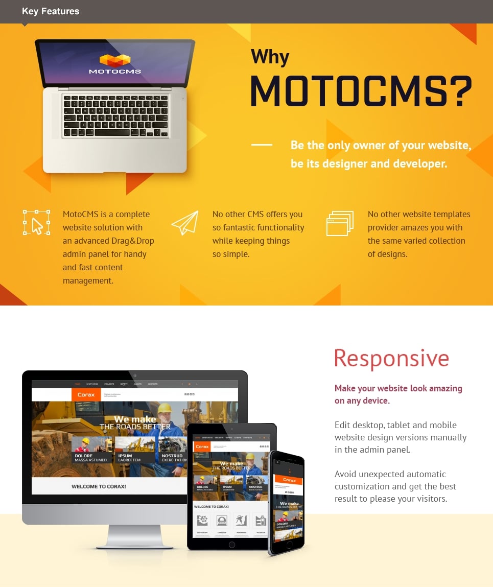 промышленный отзывчивый шаблон moto cms 3