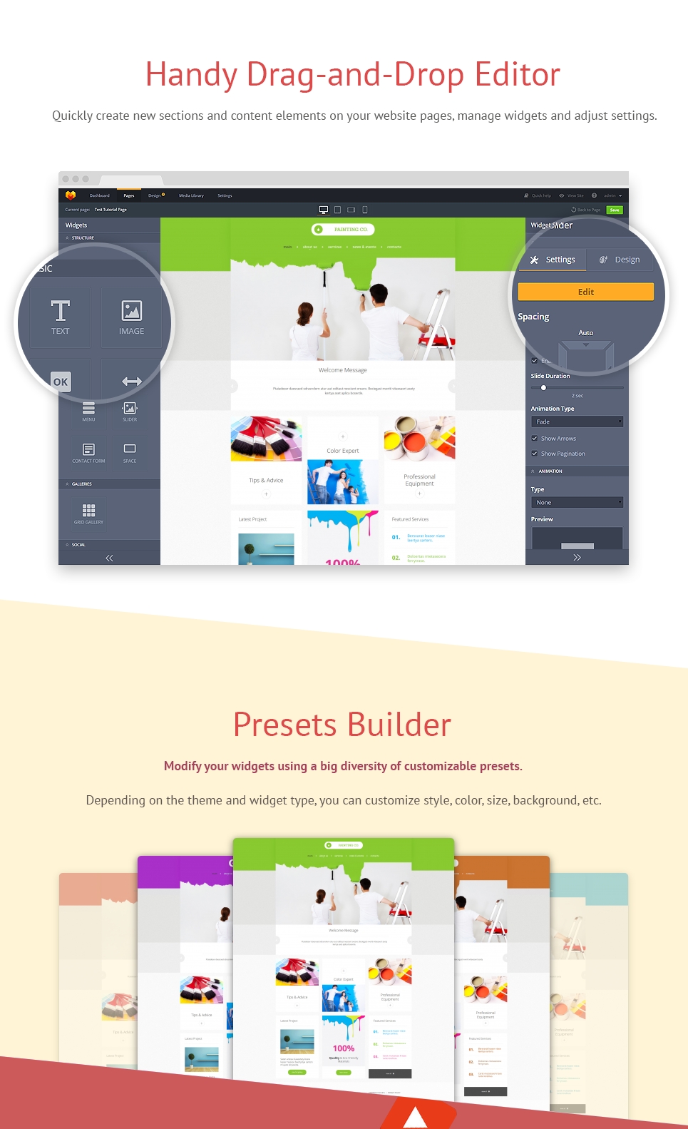 painting company responsive moto cms 3 template