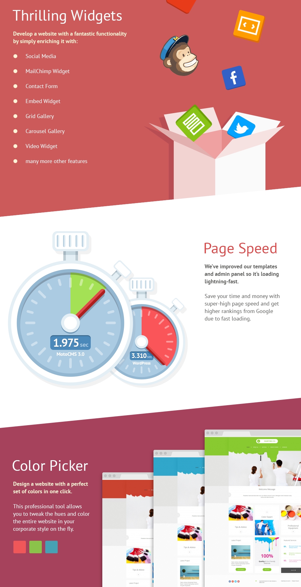 painting company responsive moto cms 3 template