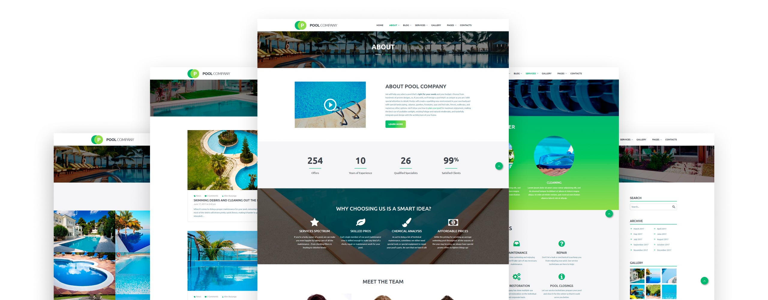 pool company bootstrap тема шаблон веб-сайта