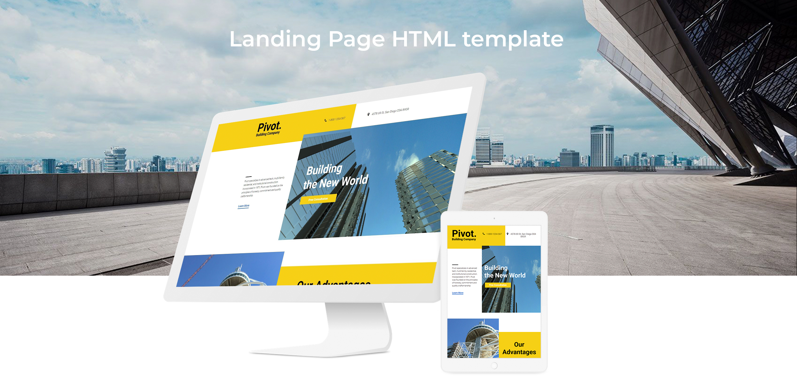 строительная компания чистый html шаблон целевой страницы