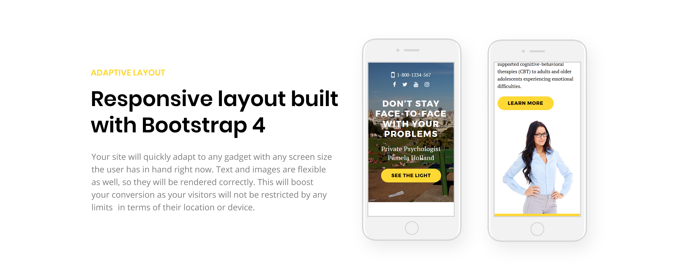 психолог чистый bootstrap html шаблон целевой страницы