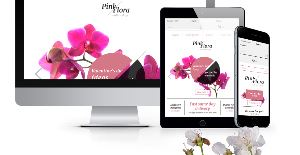 розовый флора prestashop тема
