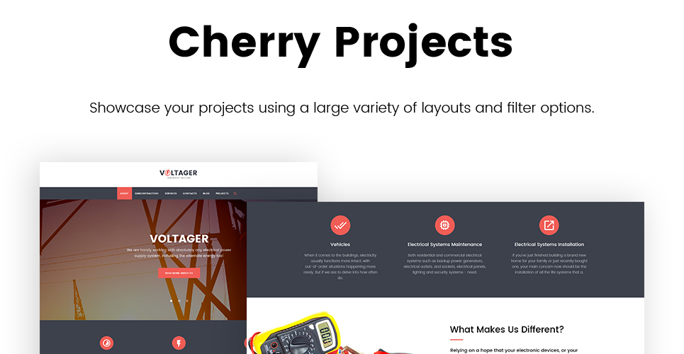 электричество и услуги электрика тема wordpress