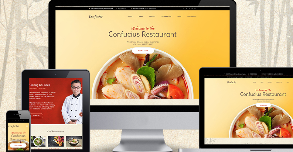 китайский ресторан отзывчивая тема wordpress