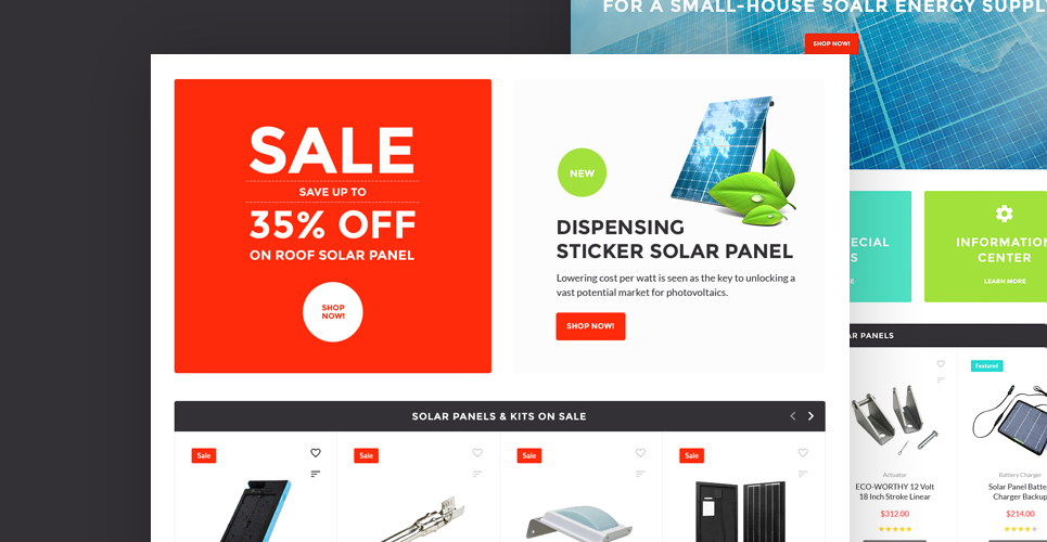 тема магазина солнечных панелей и аксессуаров woocommerce