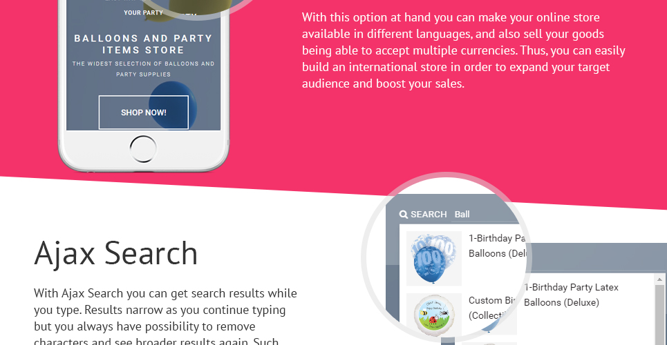 воздушные шары шаблон opencart