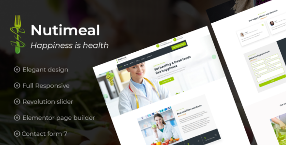 nutrition &amp; diet wordpress elementor theme