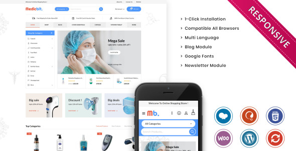 отзывчивая тема woocommerce медицинского магазина