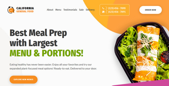 шаблон целевой страницы meal prep motocms