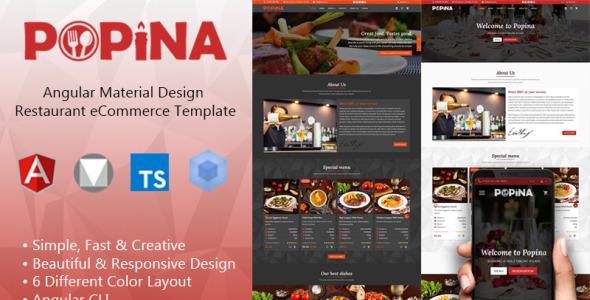 angular 12 material design restaurant ecommerce template + admin panel website template