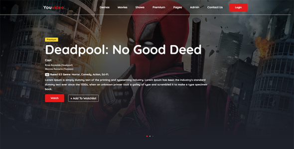 video streaming Website Template