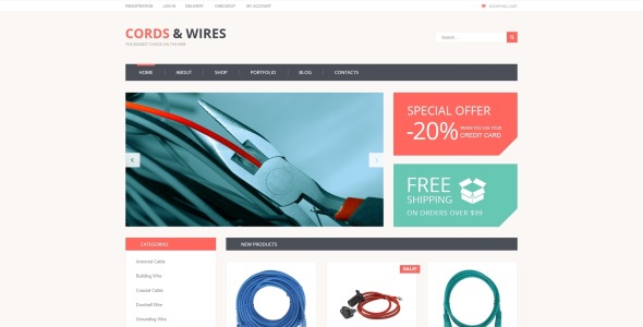 шнуры провода магазин woocommerce тема