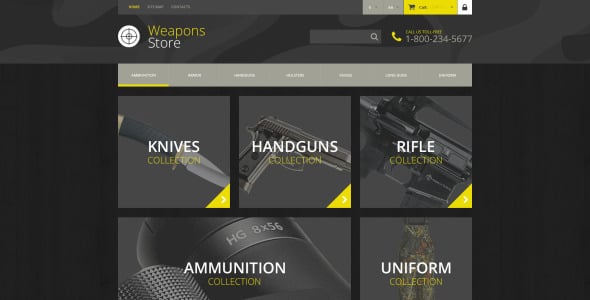 оружейный магазин prestashop тема
