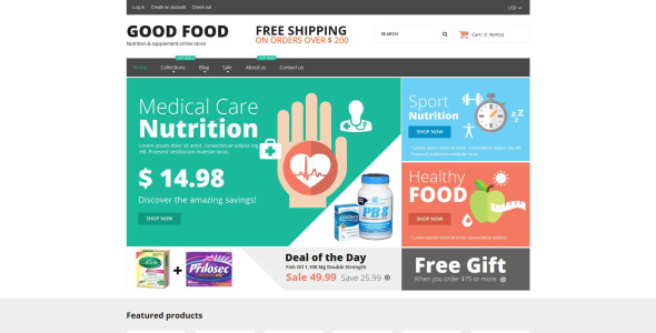 nutrition store отзывчивая тема shopify
