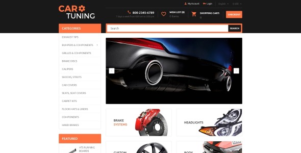 шаблон opencart для тюнинга автомобилей