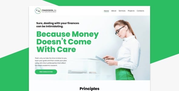 отзывчивая тема wordpress для финансового консультанта