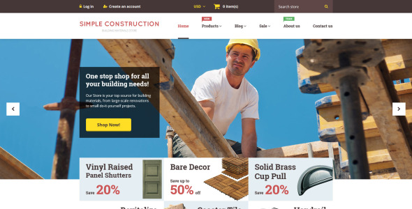 простая строительная тема shopify