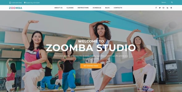 zoomba dance studio wordpress тема