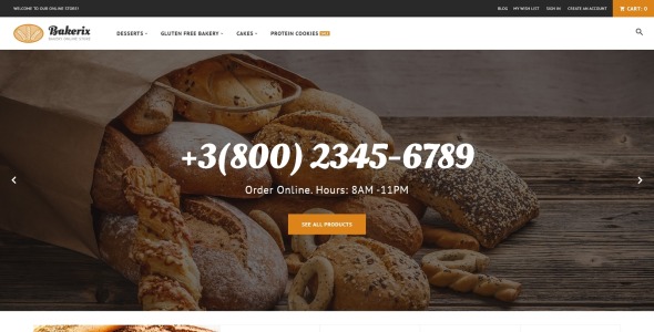 хлебобулочные изделия и торты отзывчивая тема magento