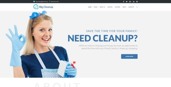 клининговые услуги отзывчивая тема wordpress