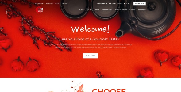 яркий шаблон opencart ресторана суши-фуд