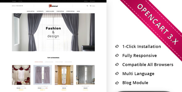отзывчивый шаблон opencart для магазина штор