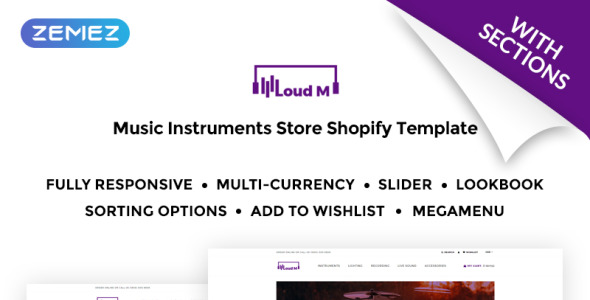 магазин музыкальных инструментов shopify тема