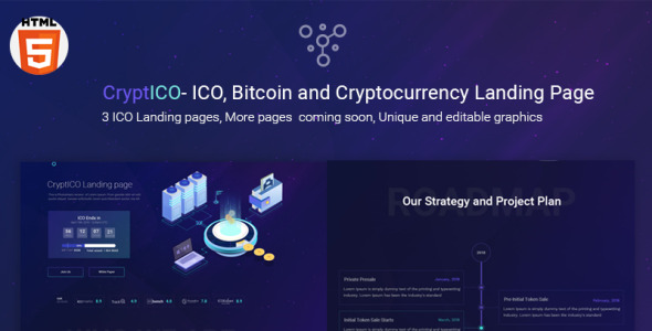шаблон целевой страницы биткойн, ico и криптовалюта