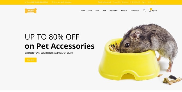 простой шаблон интернет-магазина зоотоваров opencart