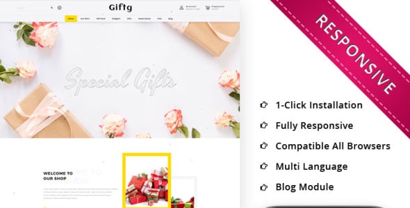 подарочный магазин отзывчивый шаблон opencart