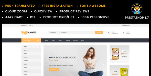 книжный магазин prestashop тема