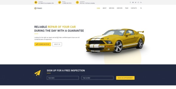 ремонт автомобилей универсальная классическая тема wordpress elementor
