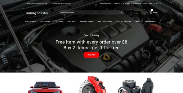 тюнинг автомобилей современный шаблон opencart