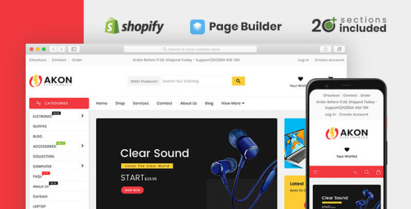 akon electronics shopify тема