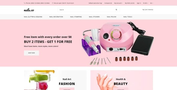 магазин косметики многостраничный стильный шаблон opencart