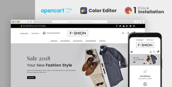 шаблон магазина модной одежды и аксессуаров opencart
