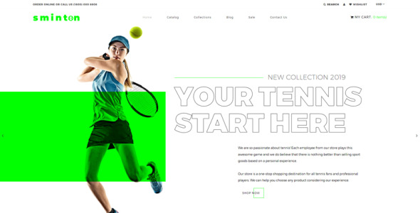 tennis store clean shopify тема