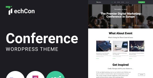 конференция одностраничная анимированная тема wordpress elementor