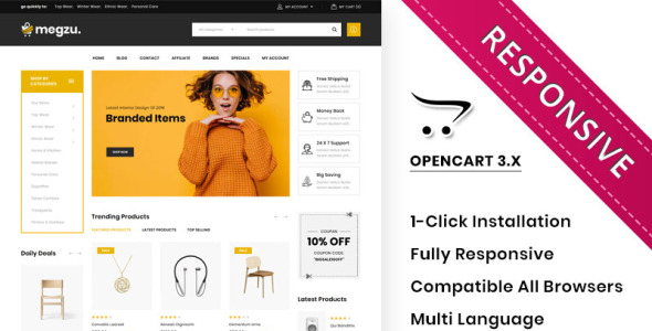 отзывчивый премиум шаблон opencart mega store responsive premium opencart template