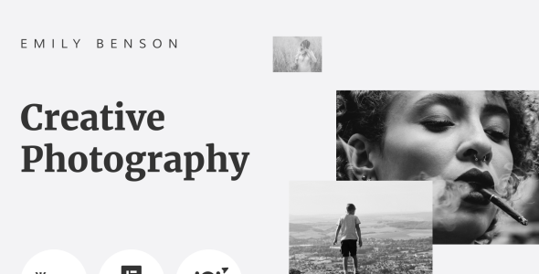 фотография одна страница черно-белая тема wordpress elementor theme