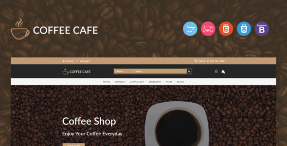 кофе отзывчивый шаблон opencart