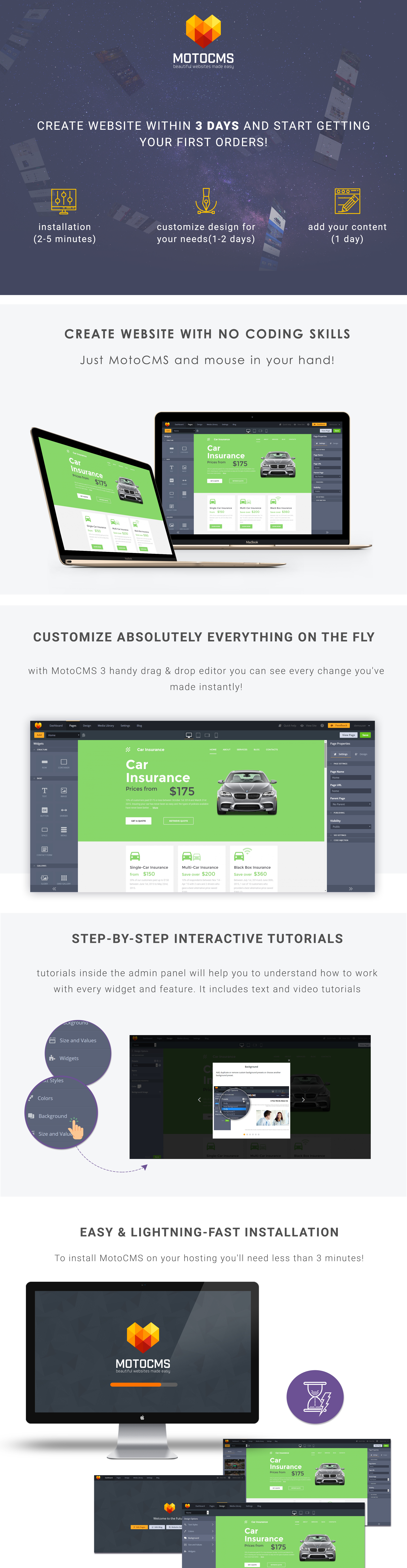 шаблон сайта автострахования motocms