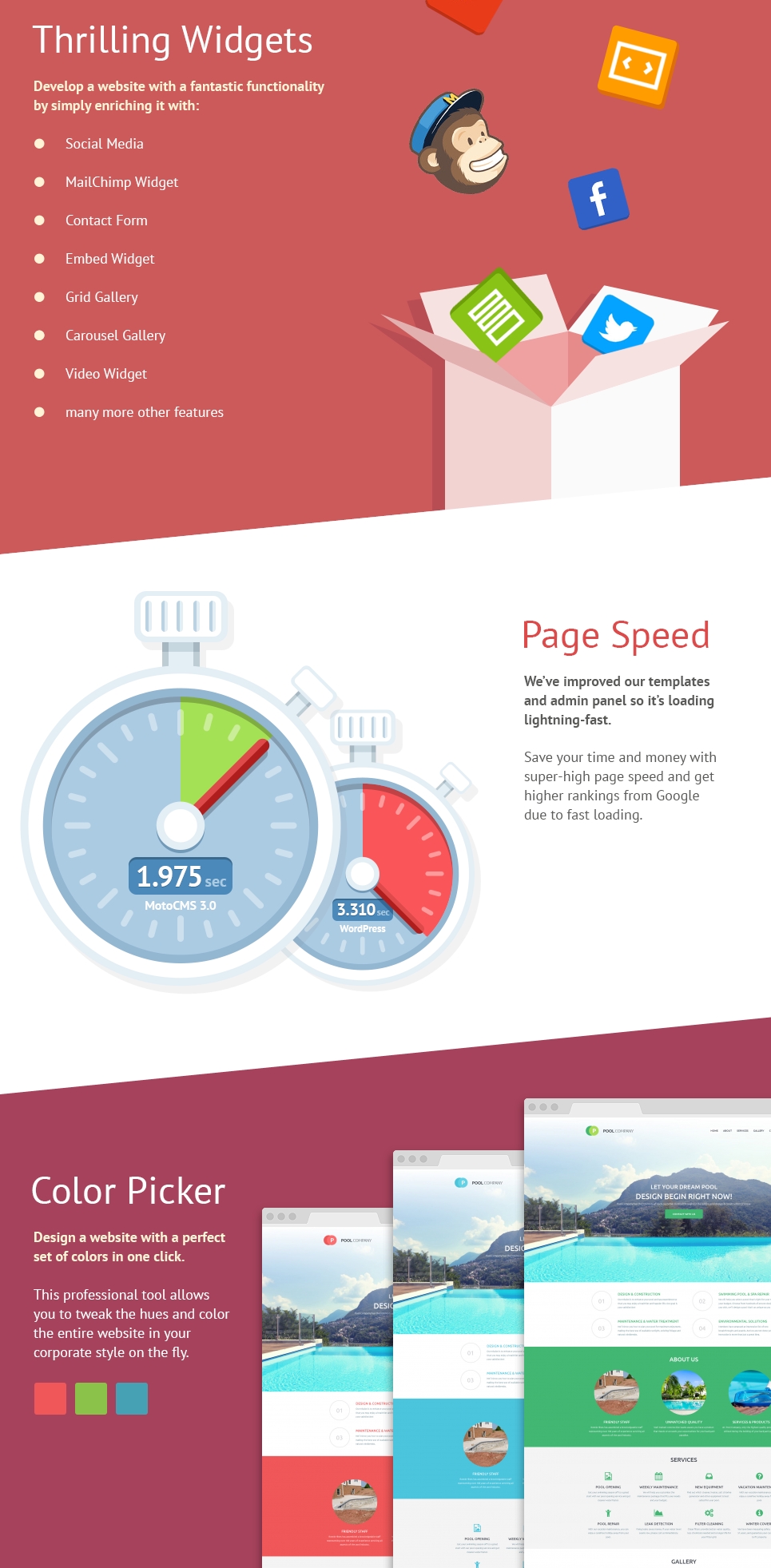 шаблон swimming pool moto cms 3
