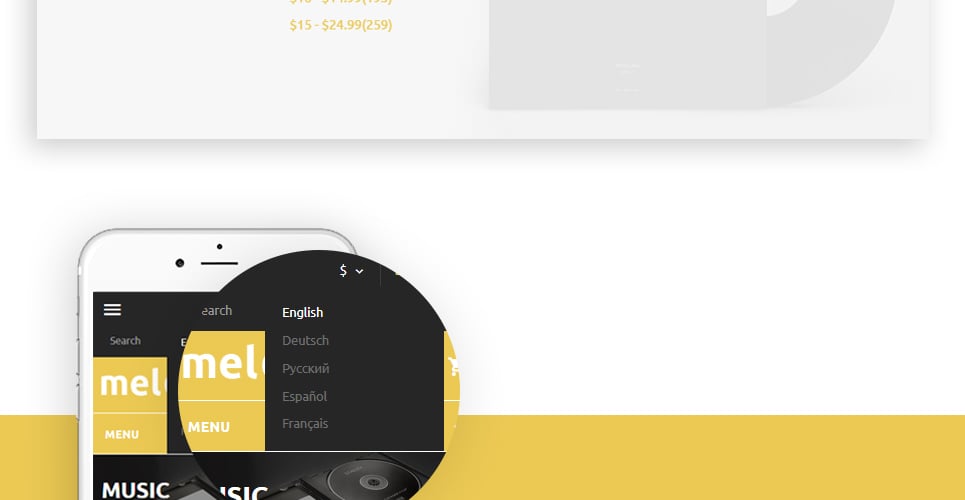 аудио магазин отзывчивая тема prestashop
