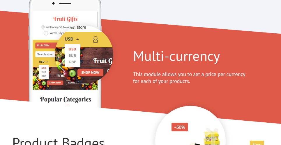 фруктовые подарки shopify тема