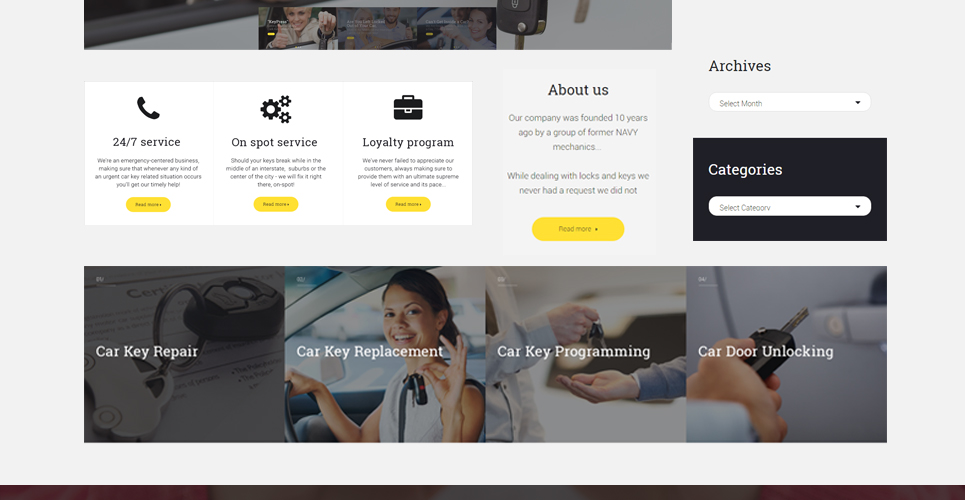 услуга замены автомобильных ключей wordpress theme