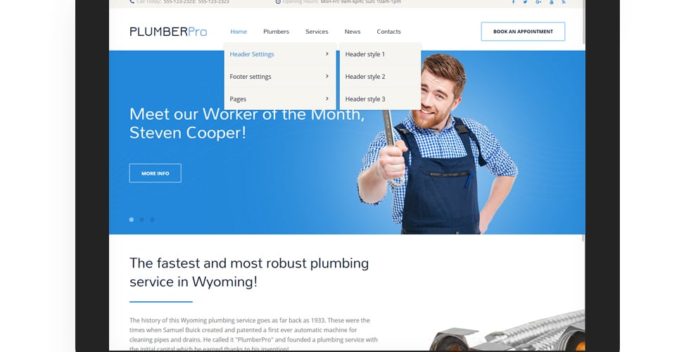 шаблон сайта plumberpro